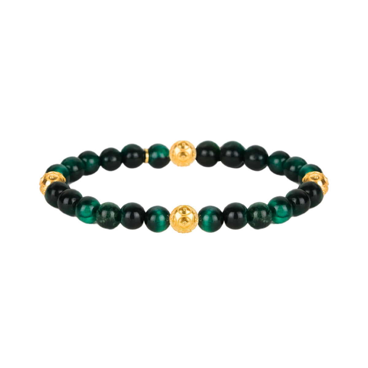 Pulseira Quatro Contas de Viana Verde em Prata Dourada