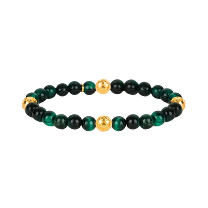 Pulseira Quatro Contas de Viana Verde em Prata Dourada