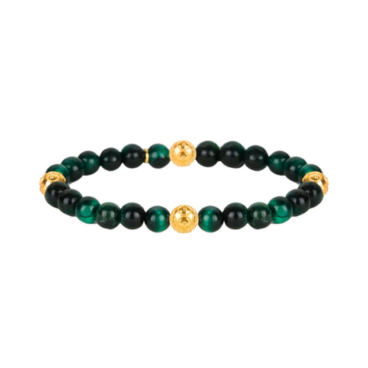 Pulseira Quatro Contas de Viana Verde em Prata Dourada