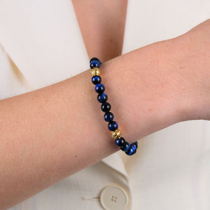 Pulseira Quatro Contas de Viana Azul em Prata Dourada