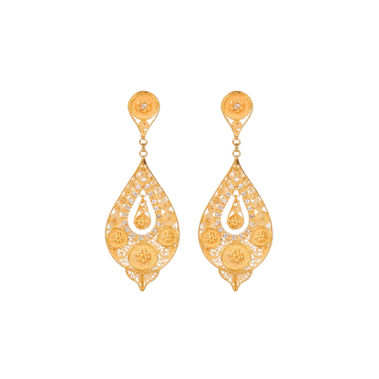 Brincos Lágrima Círculos em Ouro 19,2Kt com Diamantes