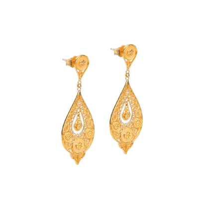 Brincos Lágrima Círculos em Ouro 19,2Kt com Diamantes
