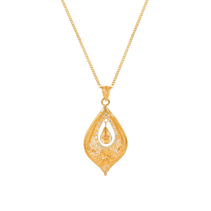 Colar Lágrima Flor em Ouro 19,2Kt com Diamantes