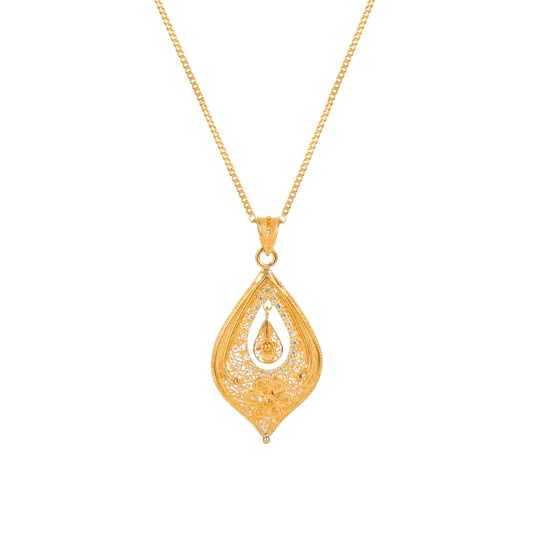Colar Lágrima Flor em Ouro 19,2Kt com Diamantes