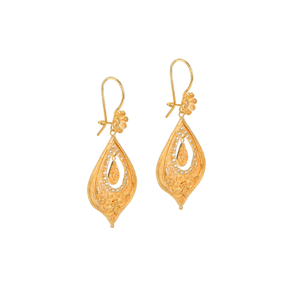 Brincos Lágrima Flor em Ouro 19,2Kt com Diamantes