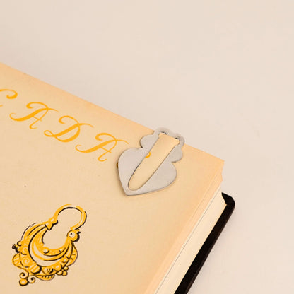 Marcador de Livro Coração em Prata