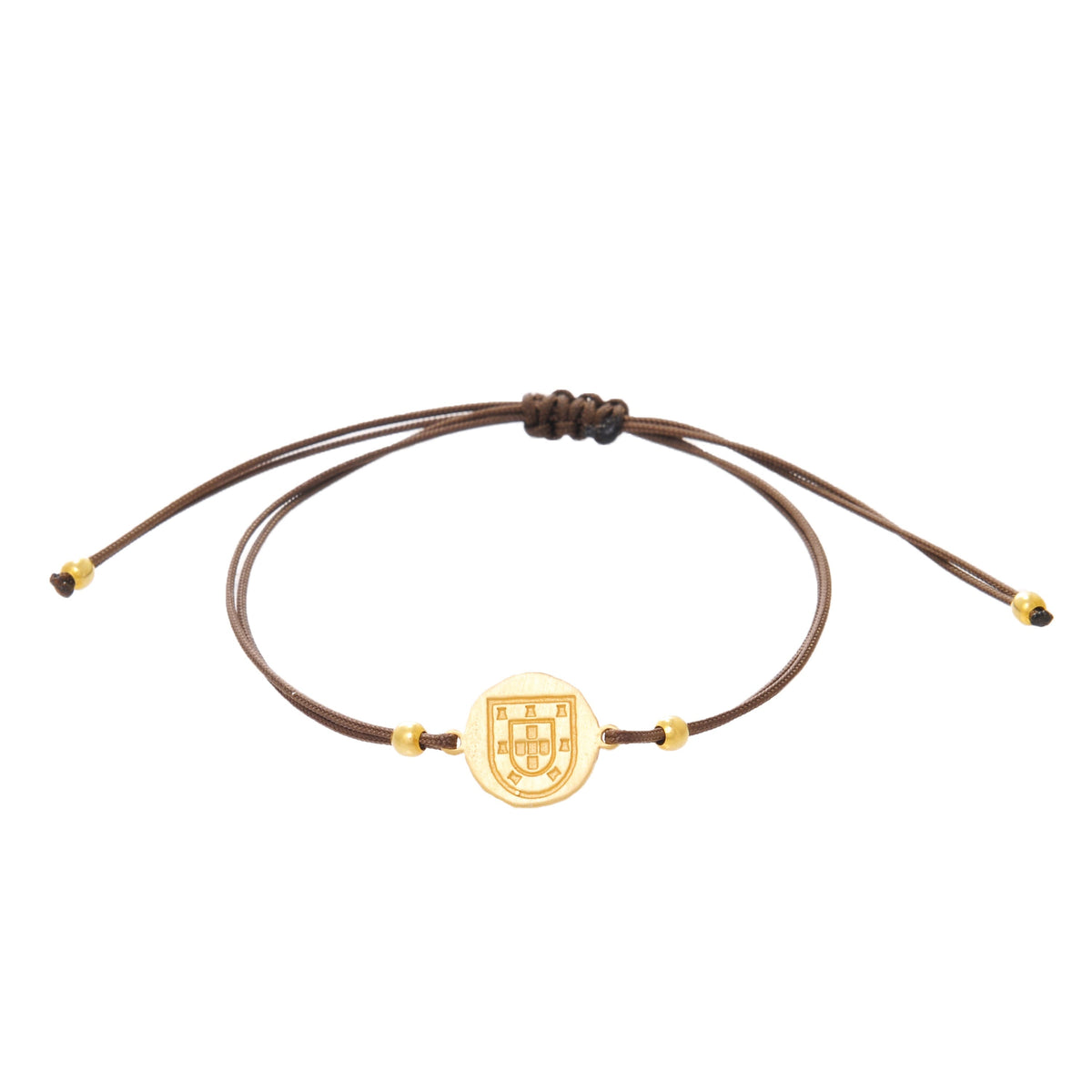 Pulseira Escudo em Prata Dourada com Fio