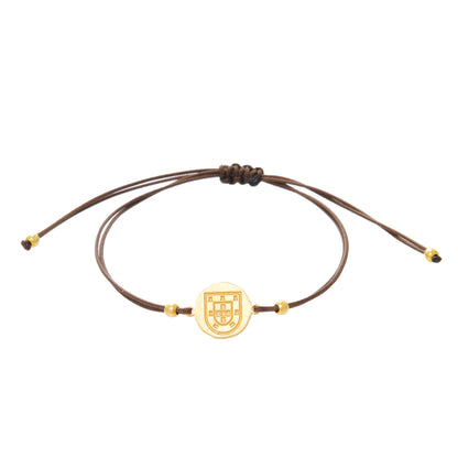 Pulseira Escudo em Prata Dourada com Fio