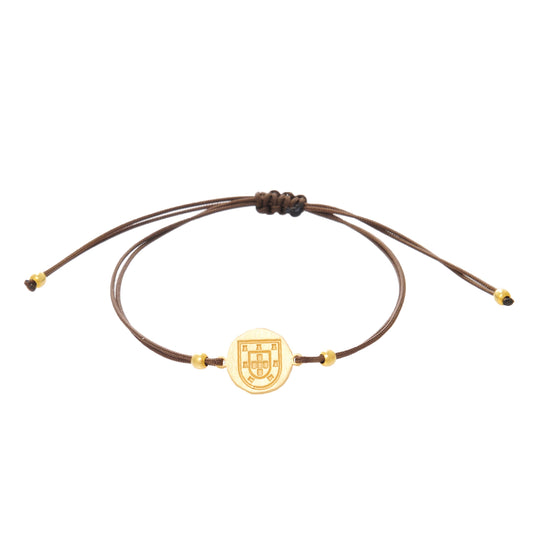 Pulseira Escudo em Prata Dourada com Fio