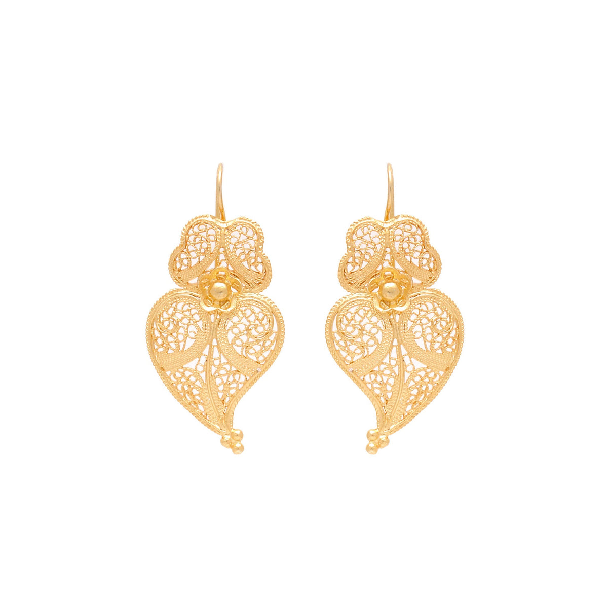 Brincos Coração de Viana 3,5cm em Prata Dourada