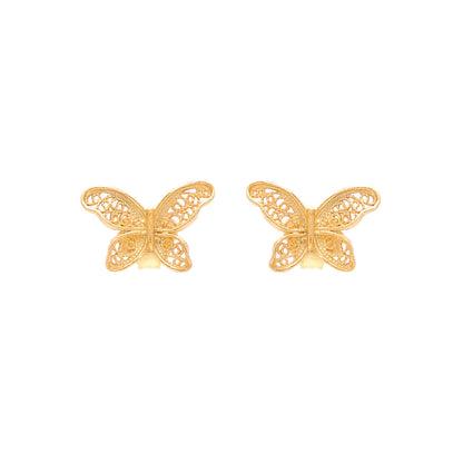 Brincos Borboleta em Prata Dourada