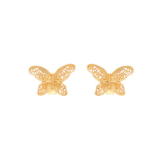 Brincos Borboleta em Prata Dourada