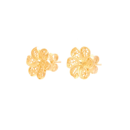 Brincos Flor em Prata Dourada
