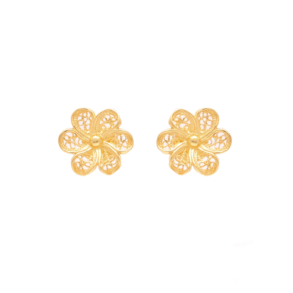 Brincos Flor em Prata Dourada