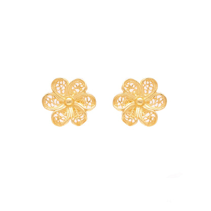 Brincos Flor em Prata Dourada