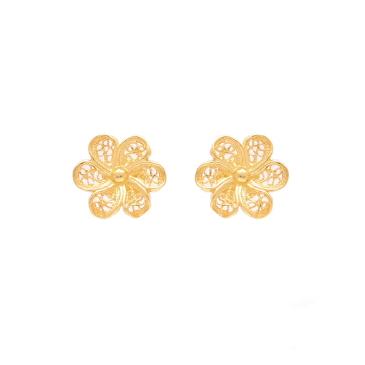 Brincos Flor em Prata Dourada