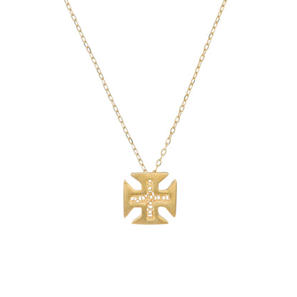 Colar Cruz de Cristo em Prata Dourada