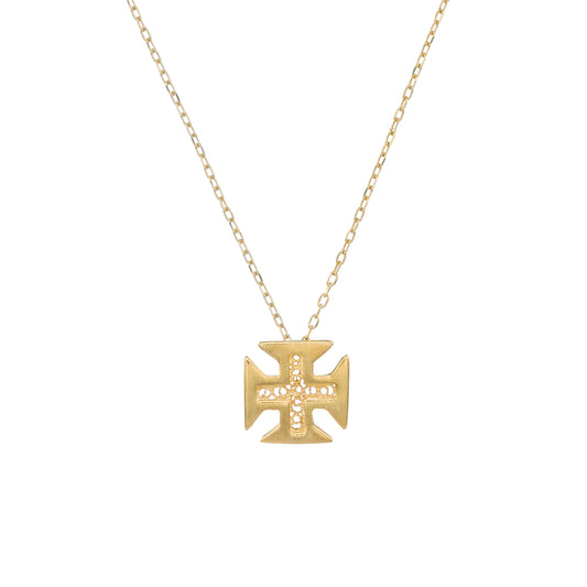 Colar Cruz de Cristo em Prata Dourada