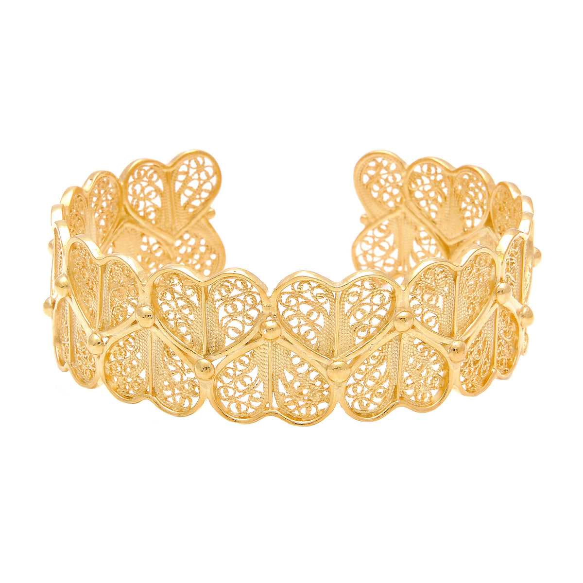 Pulseira Corações em Prata Dourada