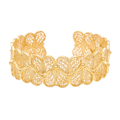 Pulseira Corações em Prata Dourada