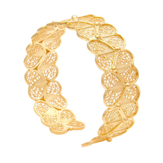 Pulseira Corações em Prata Dourada