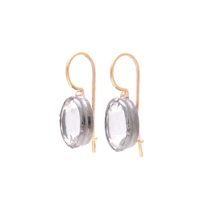 Brincos Cristal de Rocha em Prata e Ouro