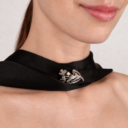 Alfinete Bouquet com Marcassites em Prata e Ouro