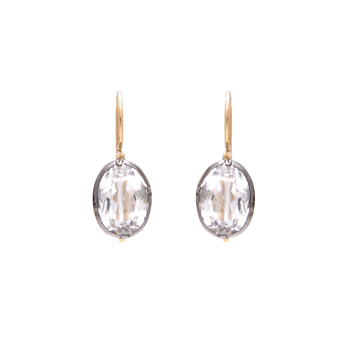 Brincos Cristal de Rocha em Prata e Ouro