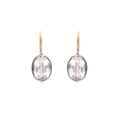 Brincos Cristal de Rocha em Prata e Ouro