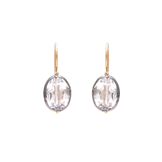 Brincos Cristal de Rocha em Prata e Ouro