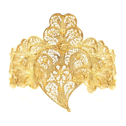 Pulseira Coração de Viana XL em Prata Dourada