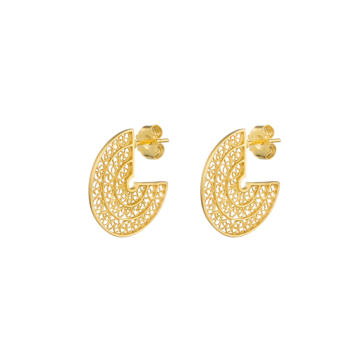 Conjunto Circulos em Prata Dourada
