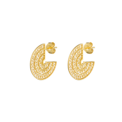 Conjunto Circulos em Prata Dourada