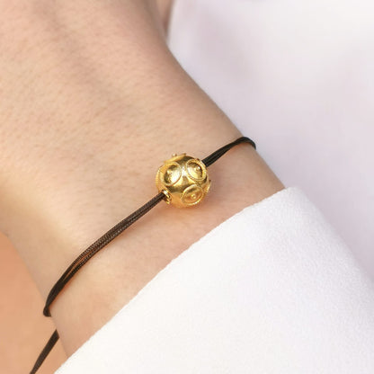 Pulseira Conta de Viana em Prata dourada com Fio