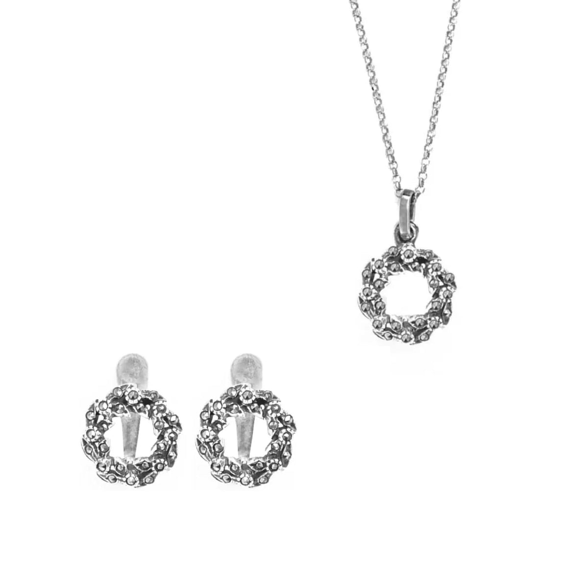 Conjunto Coroa Marcassites em prata