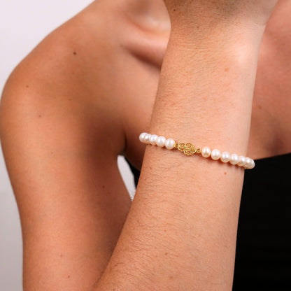 Pulseira Coração de Viana em Ouro 19,2Kt com Pérolas