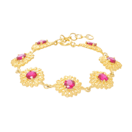 Pulseira Rainha Vermelho em Prata dourada