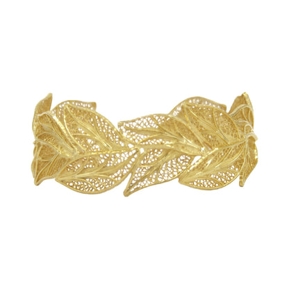 Pulseira Folhas em Prata Dourada