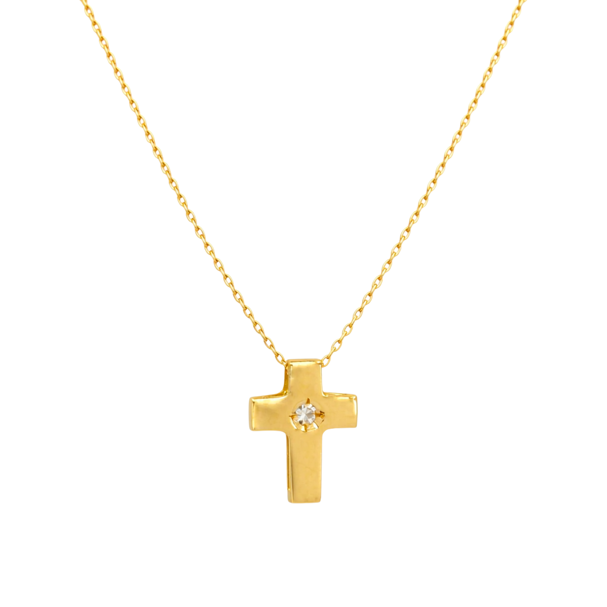 Colar Cruz com Diamante em Ouro 19,2Kt