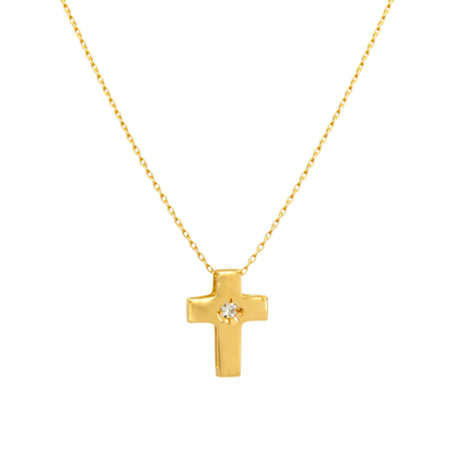 Colar Cruz com Diamante em Ouro 19,2Kt