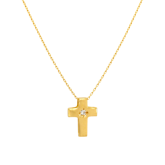 Colar Cruz com Diamante em Ouro 19,2Kt