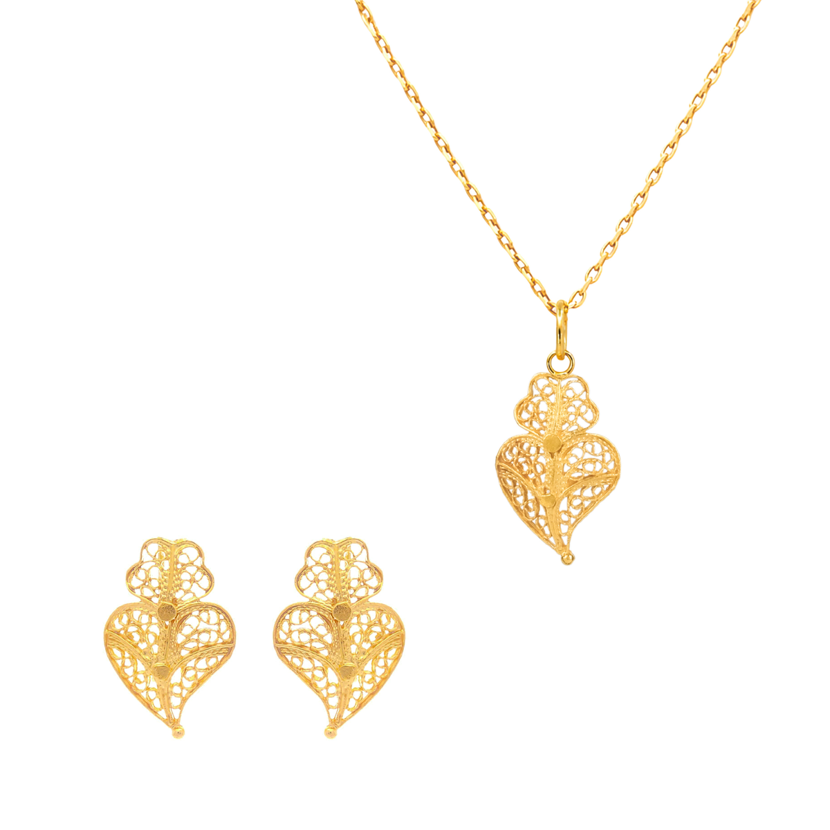 Conjunto Coração de Viana XS em Ouro 19,2Kt