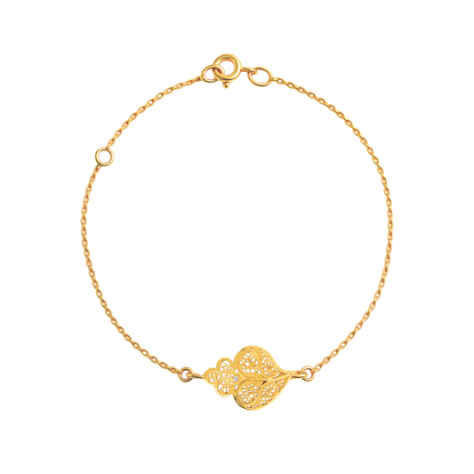 Pulseira Coração de Viana com Diamante em Ouro 19,2Kt