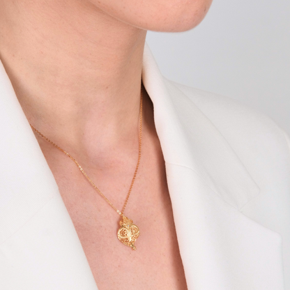 Colar Coração Cheio em Ouro 19,2Kt com Diamante