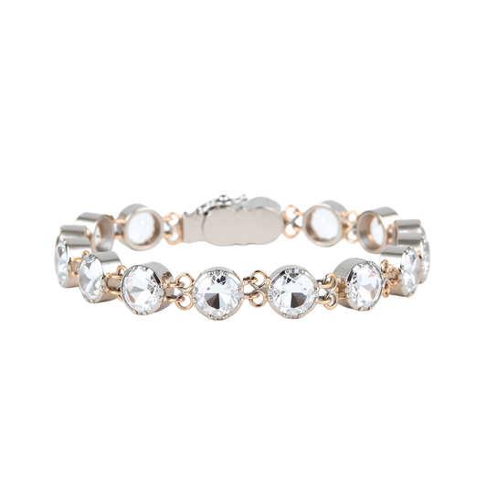 Pulseira Riviera Cristal de Rocha em Prata e Ouro